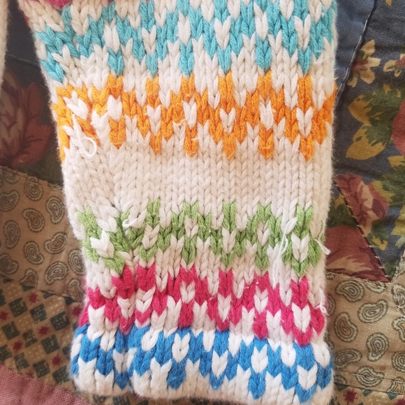 Hanna Andersson Cream Rainbow Knit Mitten Sweater - Picture 3 of 6